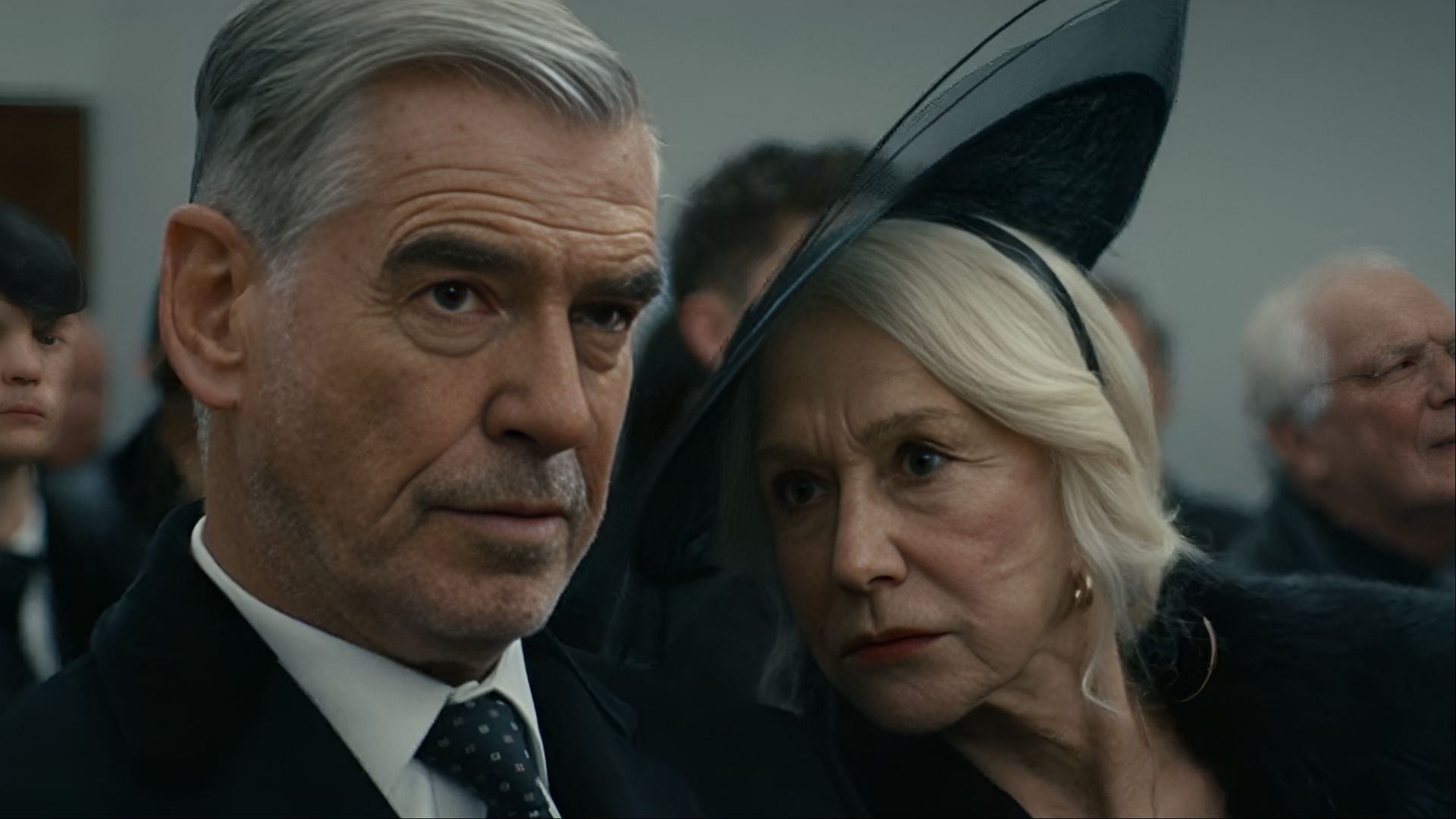 MobLand aimed to present Conrad Harrigan as a formidable patriarch, but Brosnan’s inconsistent delivery made it hard to take his authority seriously. (Image via Paramount)